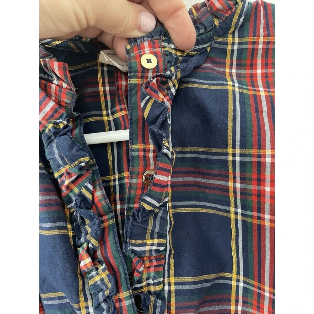 Crewcuts J.Crew Girls Blue/red Plaid Top Size Medium 8-9 Years Old Holiday Party